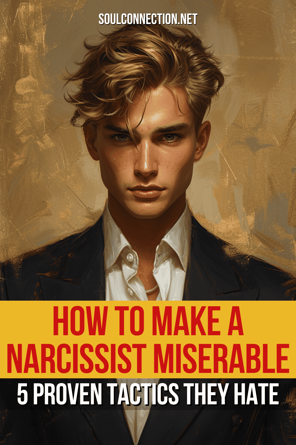 Portrait of a serious man with strategies to upset a narcissist: 5 proven tactics.