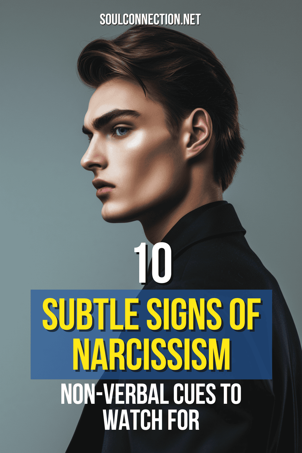 10 Hidden Body Language Signs of Narcissism - Stylish Man on Slate-Gray Background