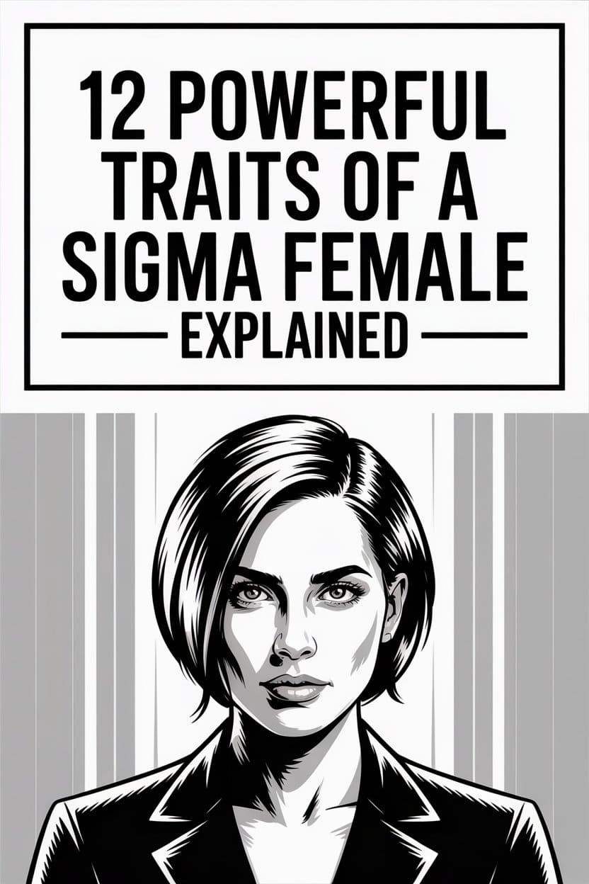 Illustration of a confident sigma female with bold traits and strong personality.