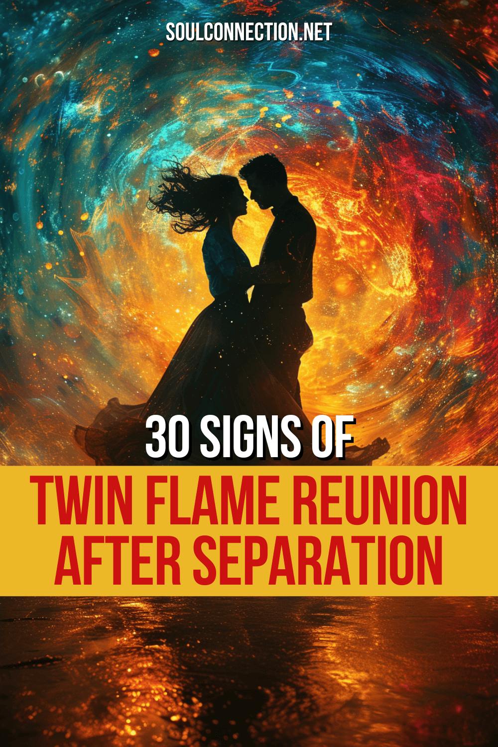 Signs of Twin Flame Reunion: Cosmic Dance of Souls in Vibrant Nebula.