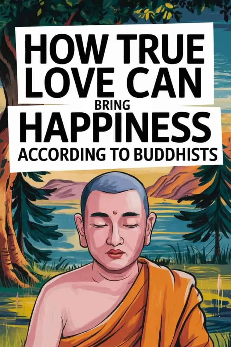 Buddhist monk illustration emphasizing love, happiness, and inner peace through compassion and spiritual harmony.