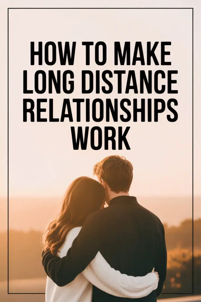 Couple embracing during sunset, symbolizing love and connection in long-distance relationships.