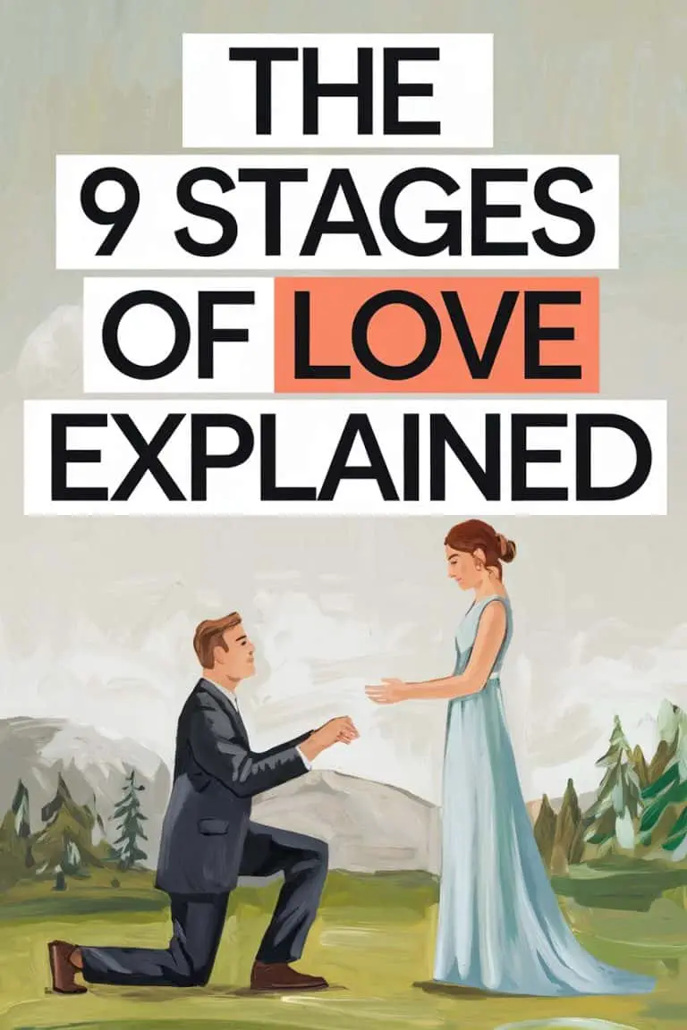 Romantic proposal scene illustrating the nine stages of love and relationship progression.