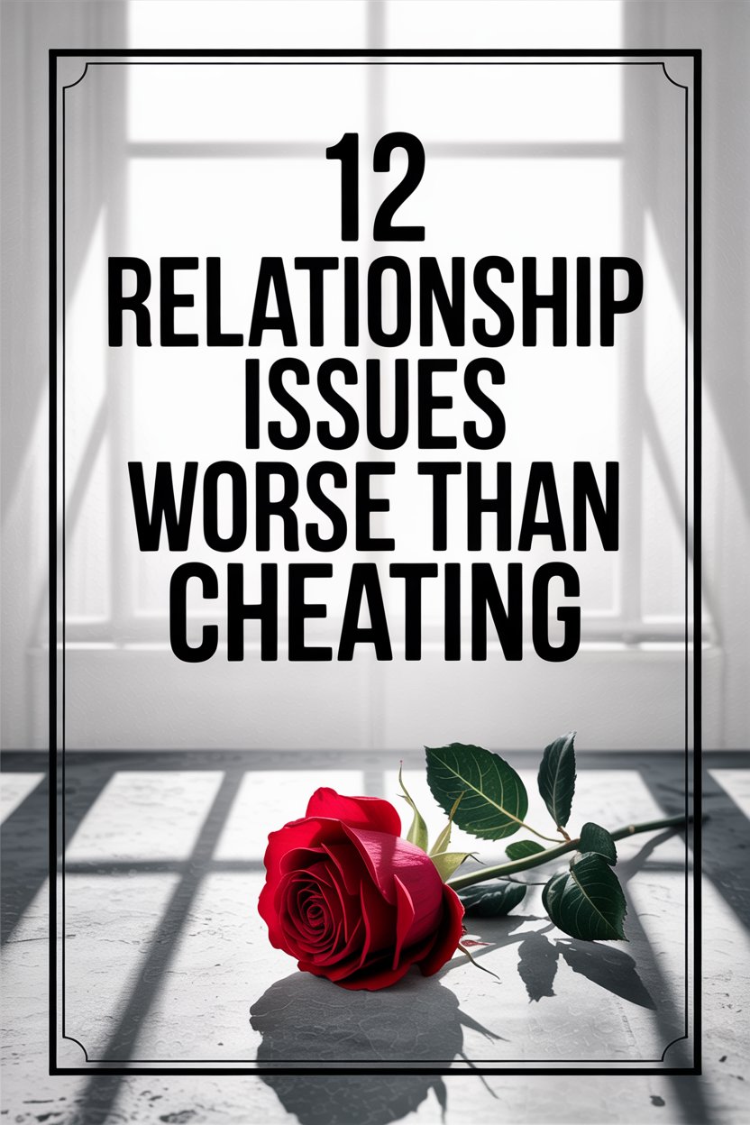 Relationship issues can hurt more than cheating, symbolized by a red rose on marble.