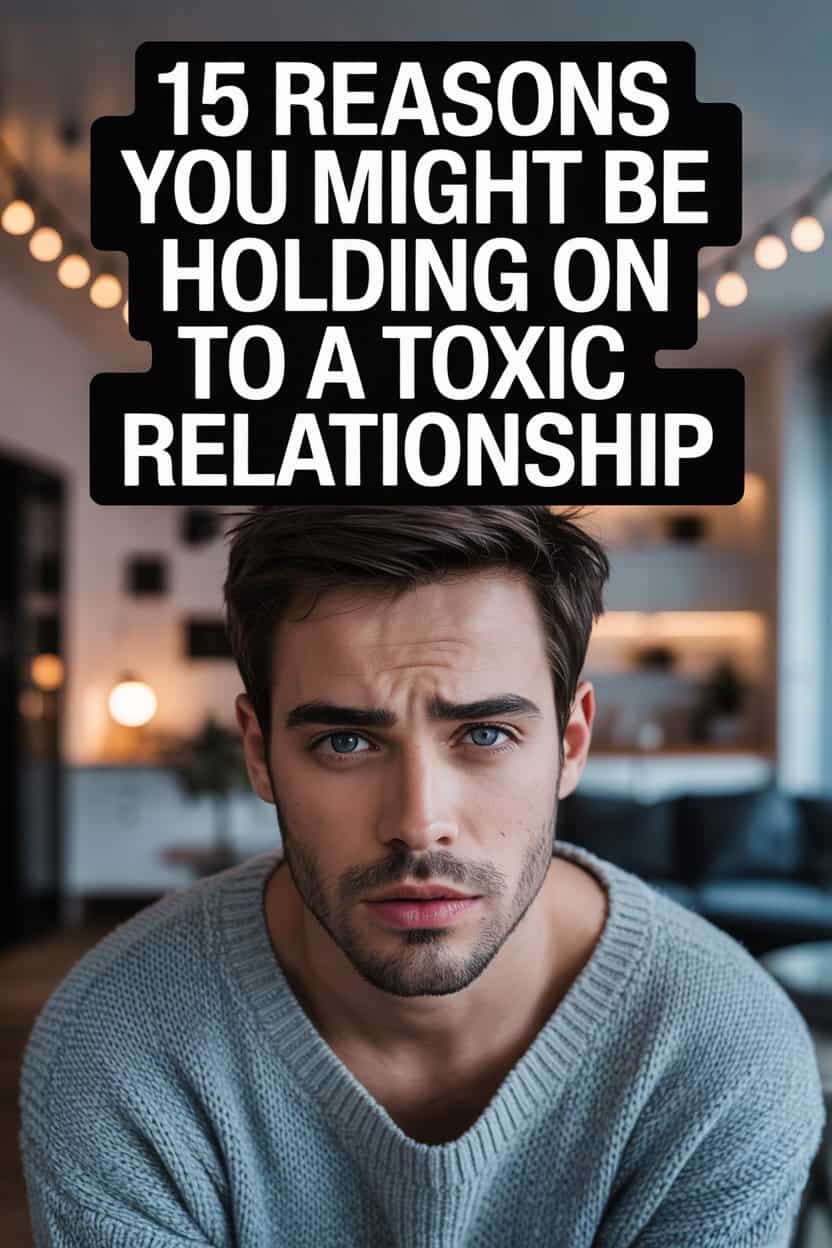 Young man with blue eyes examining signs of toxic relationships in a cozy modern setting.