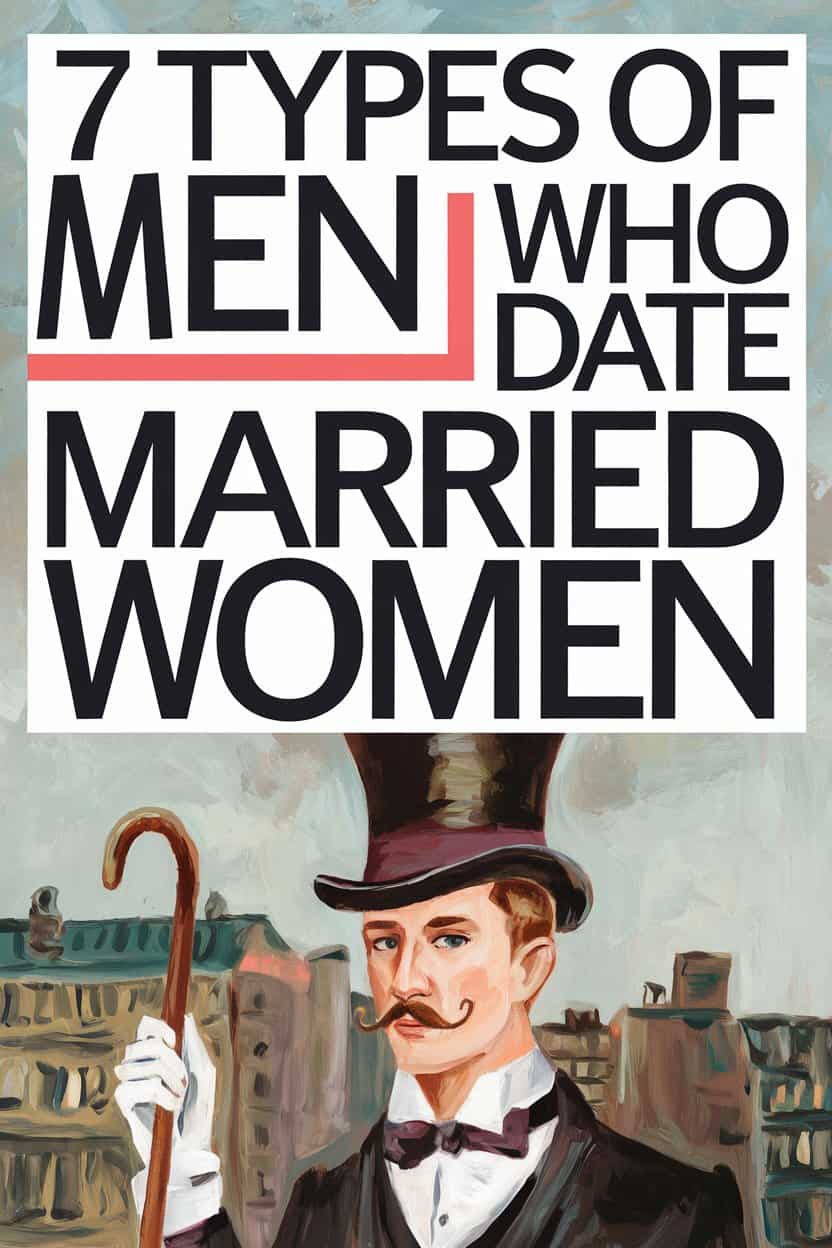 Humorous vintage illustration of men who date married women with bold, satirical title.