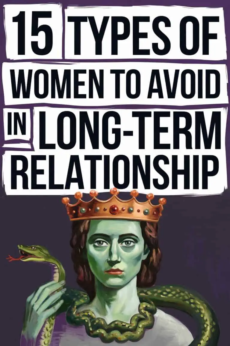 Warning About Women to Avoid in Long-Term Relationships with Mythical Woman Illustration.
