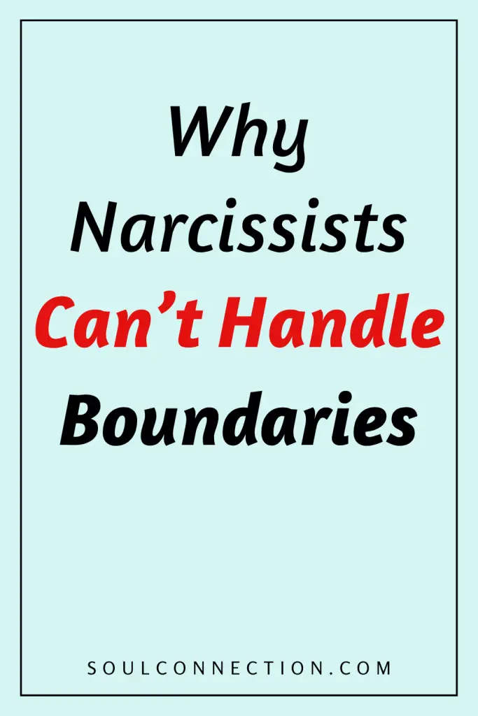 Motivational quote about narcissists inability to handle boundaries with emphasis on warning and self-awareness.