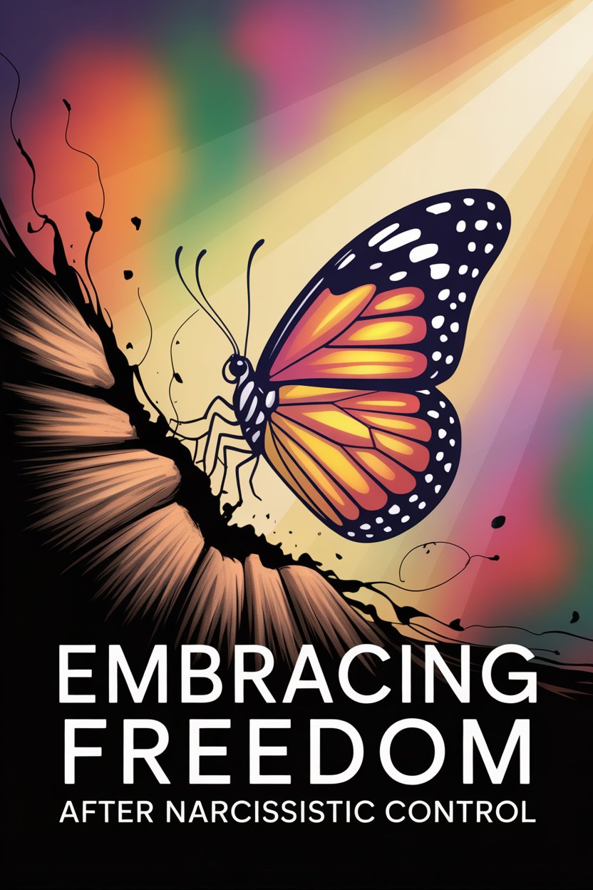Butterfly emerging from chrysalis symbolizes transformation, freedom, and overcoming narcissistic control.