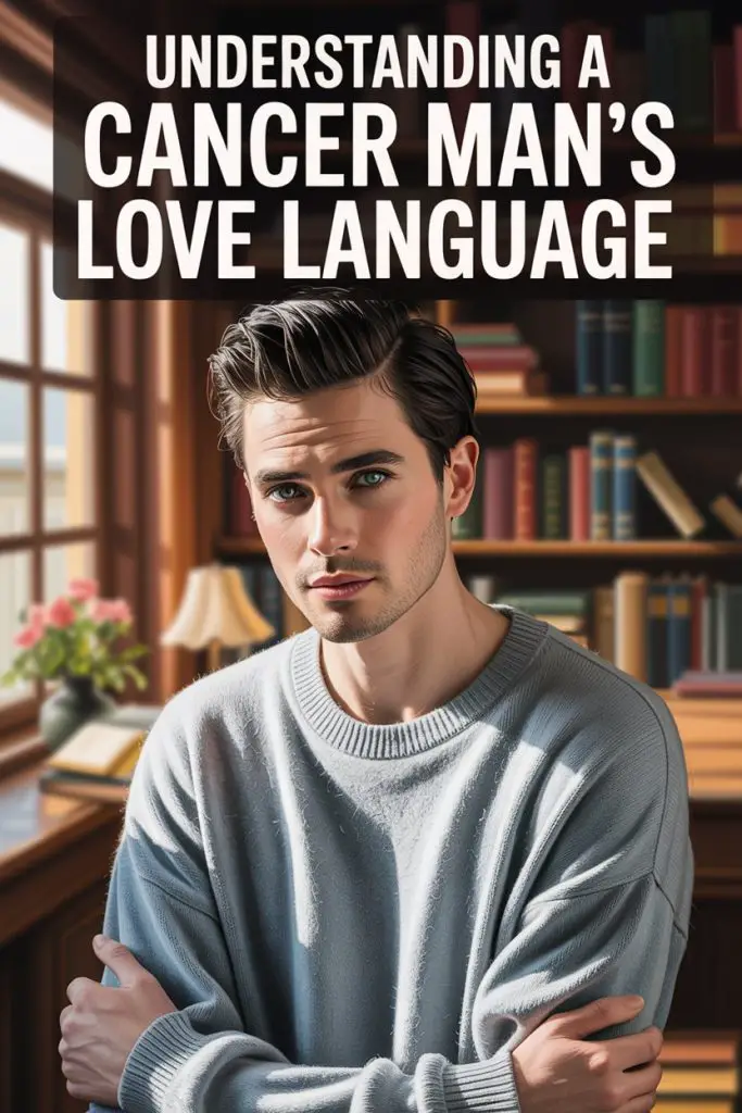 Young man studying love language and emotional intimacy with a Cancer man.