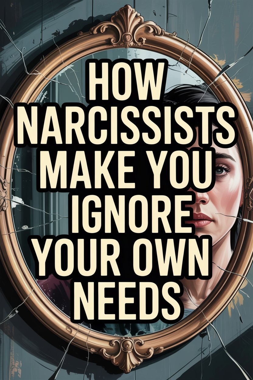 Broken mirror reflecting a womans face symbolizes narcissism and emotional self-neglect.