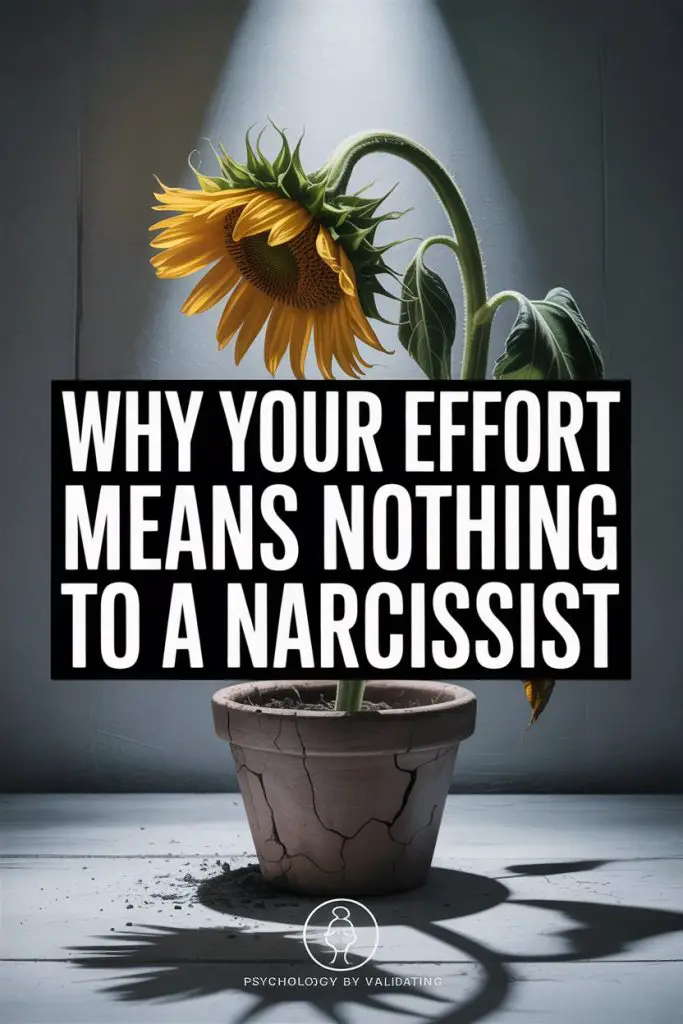 Wilting sunflower in worn pot symbolizes emotional neglect in narcissistic relationships.