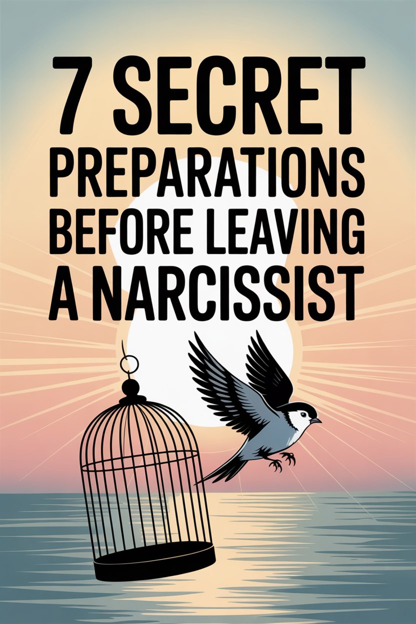 Sunset over water with a flying bird and open cage, symbolizing freedom from narcissists.