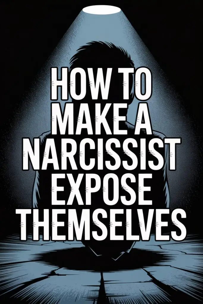 Person in spotlight exposing narcissist traits on dark textured background.