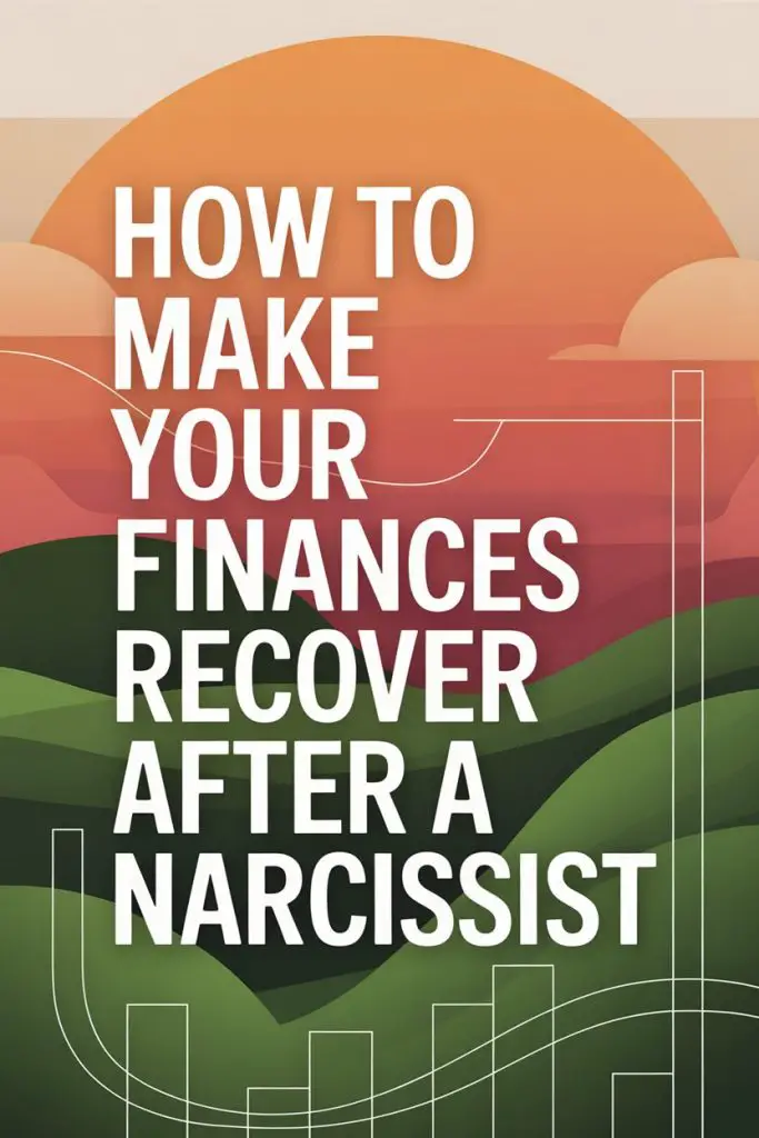 Financial recovery after a narcissist guidance with inspiring sunrise and growth-themed imagery.
