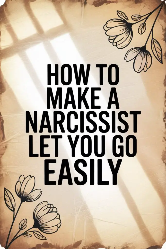 Guide to making a narcissist let go easily with vintage background and floral accents.