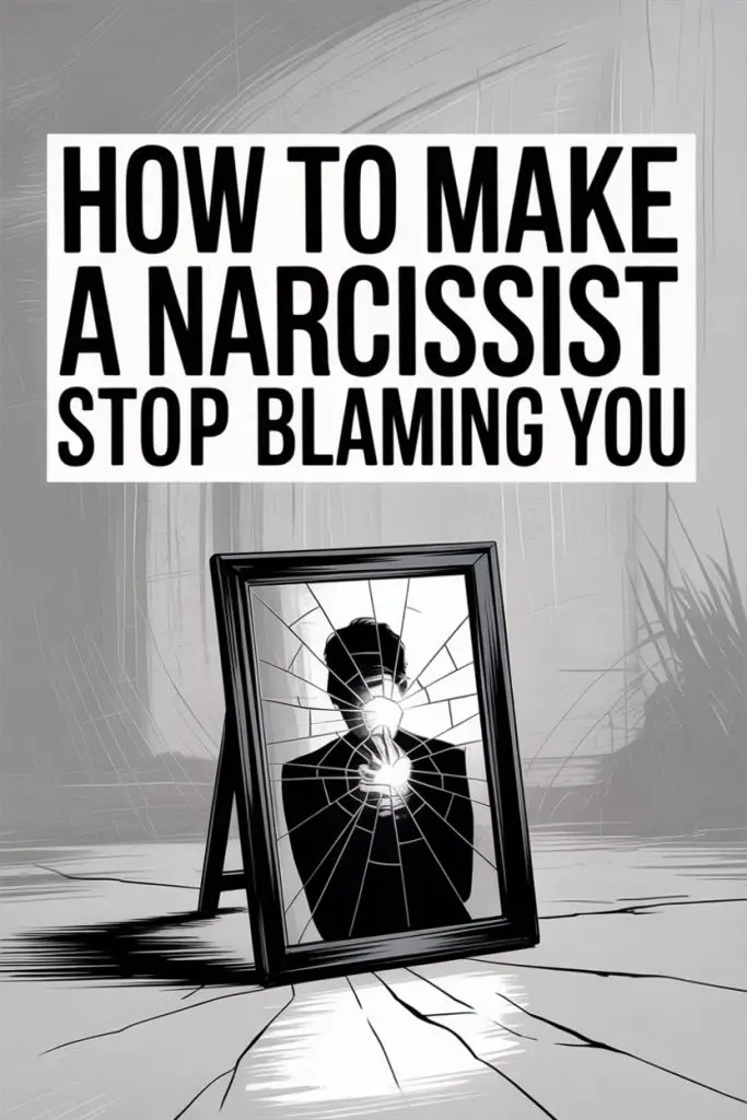 Broken mirror reflects a distressed person, illustrating strategies to stop a narcissist from blaming you.