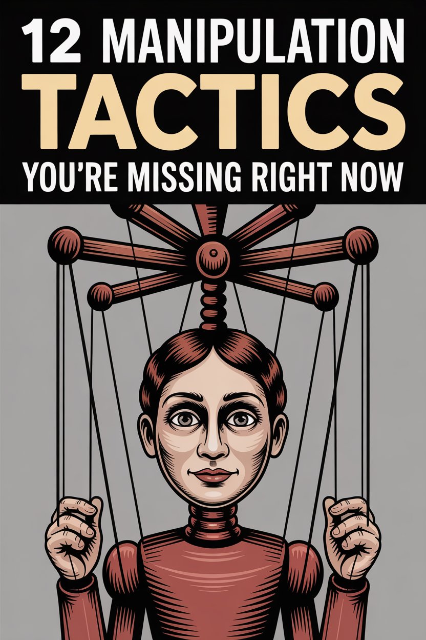 Illustration of a puppet controlled by strings representing manipulation tactics and influence.