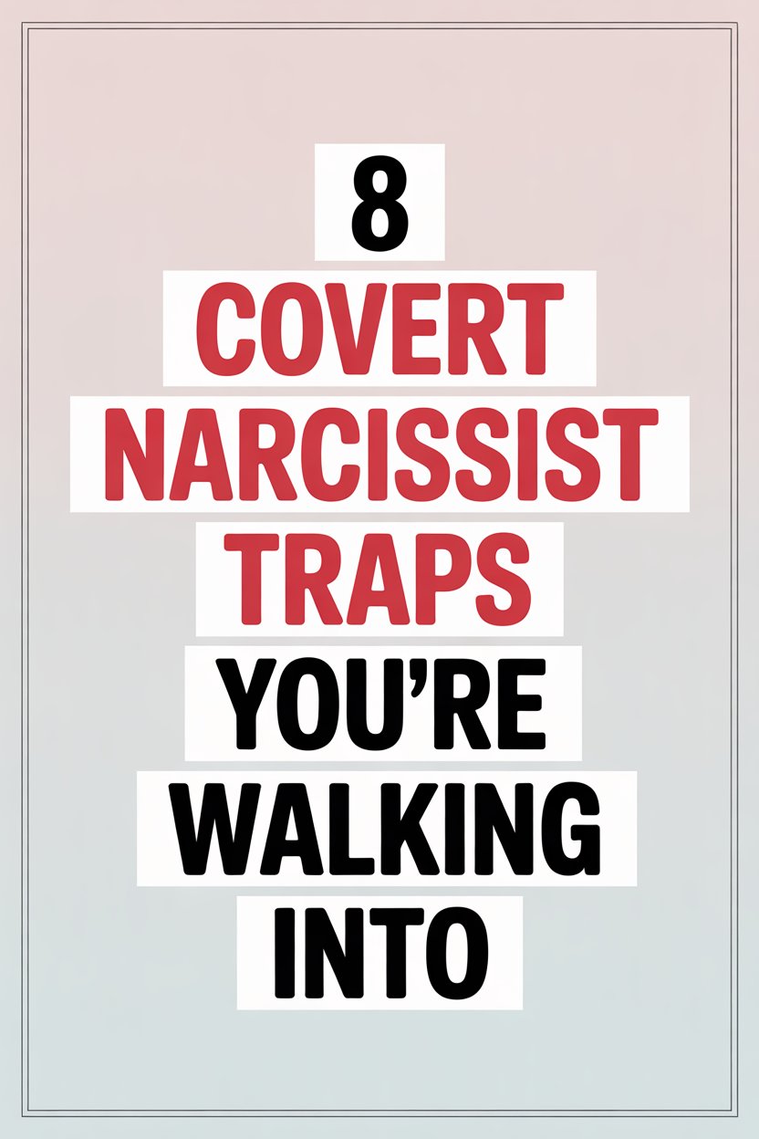 Warning: Recognize and avoid covert narcissist traps with this eye-catching motivational message.