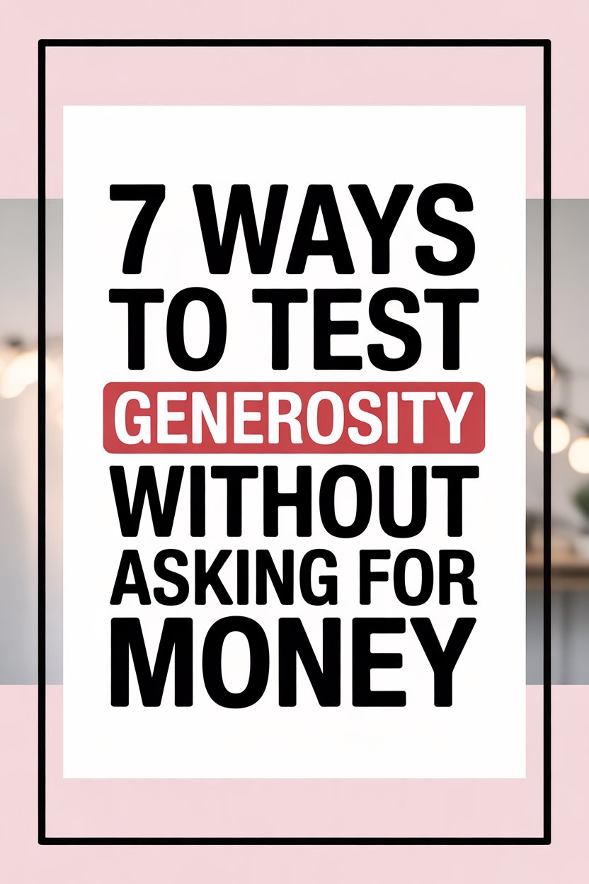 Motivational poster highlighting 7 ways to demonstrate generosity without asking for money.