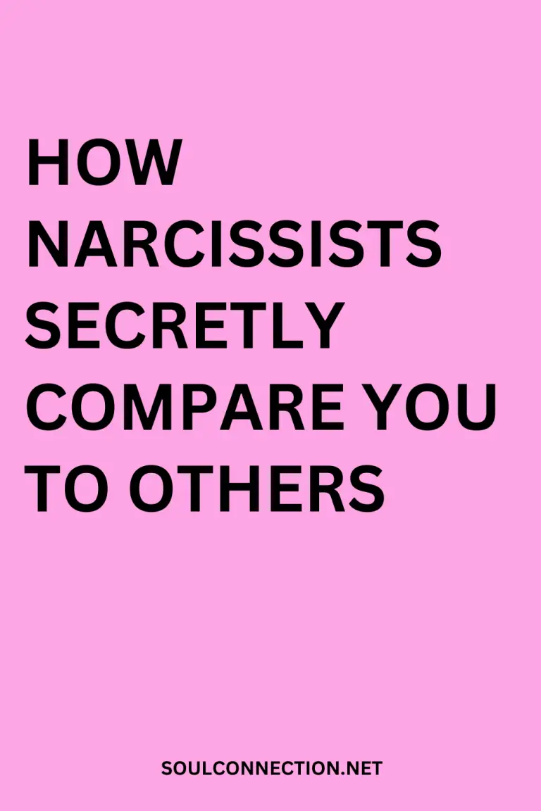 Pink background with bold black text revealing how narcissists secretly compare you to others.