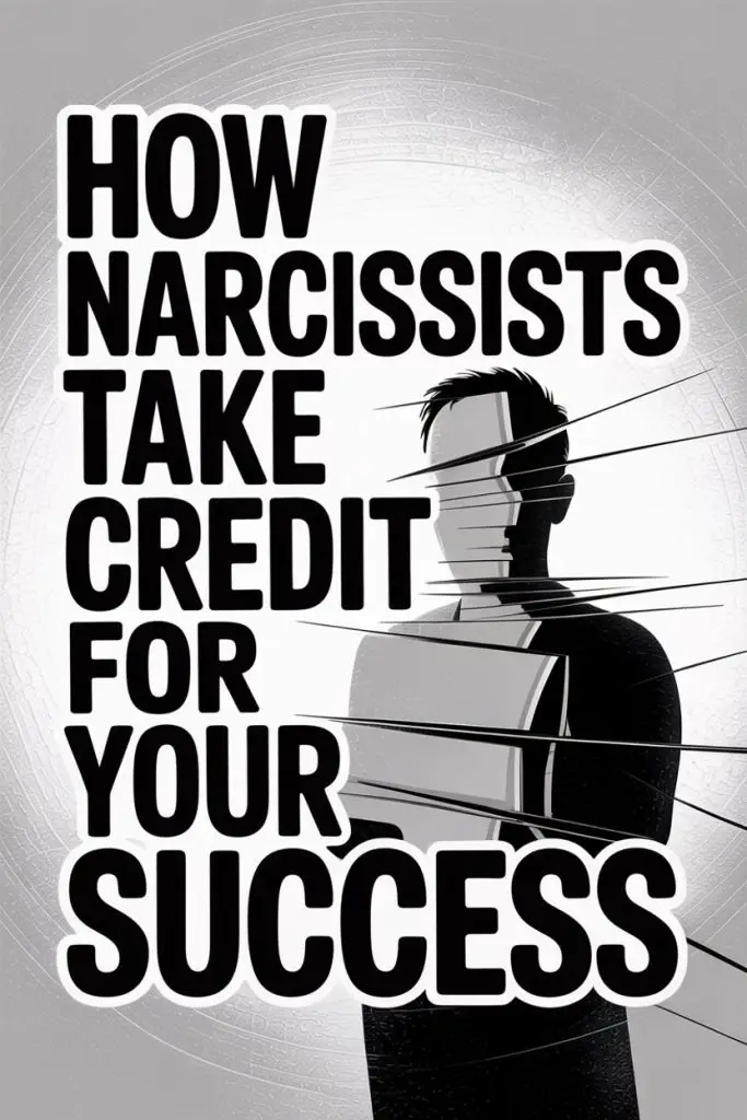 How Narcissists Steal Credit for Your Success with Shattered, Fragmented Silhouette Illustration.