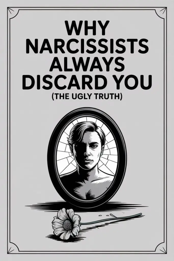 Understanding why narcissists discard and damage emotionally with cracked mirrors and wilted flowers.