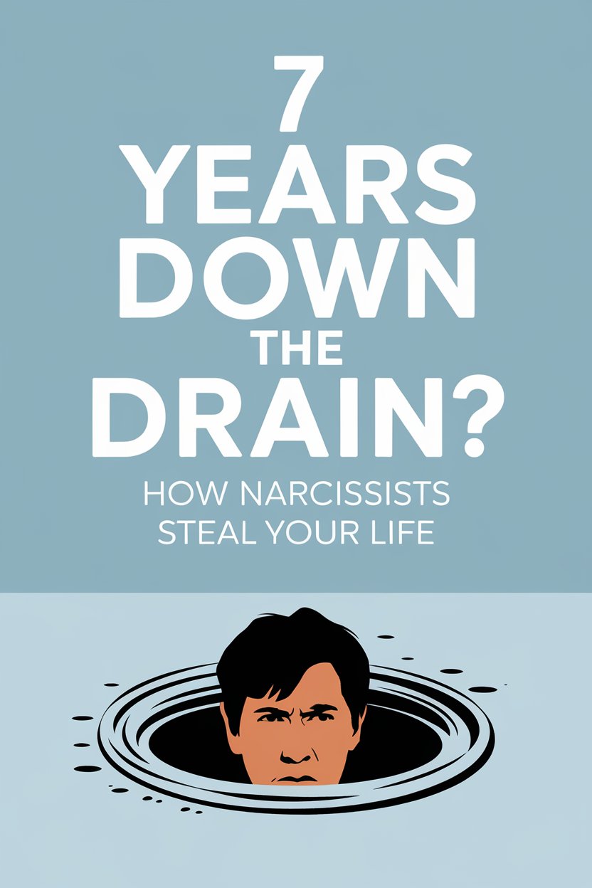Illustration of a man drowning in water representing emotional drain caused by narcissists over years.