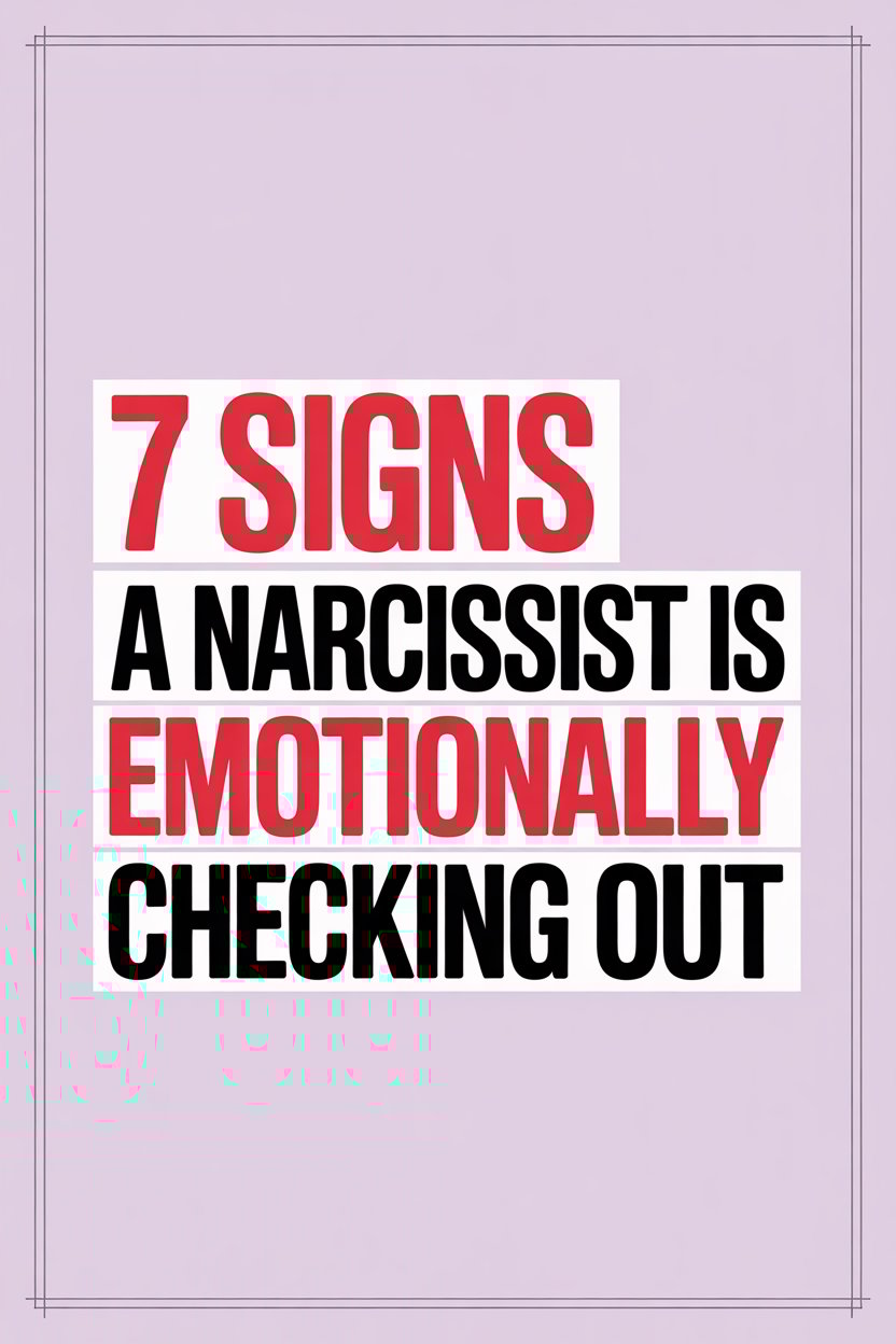 Warning signs of narcissists checking out emotionally with bold red and black text.