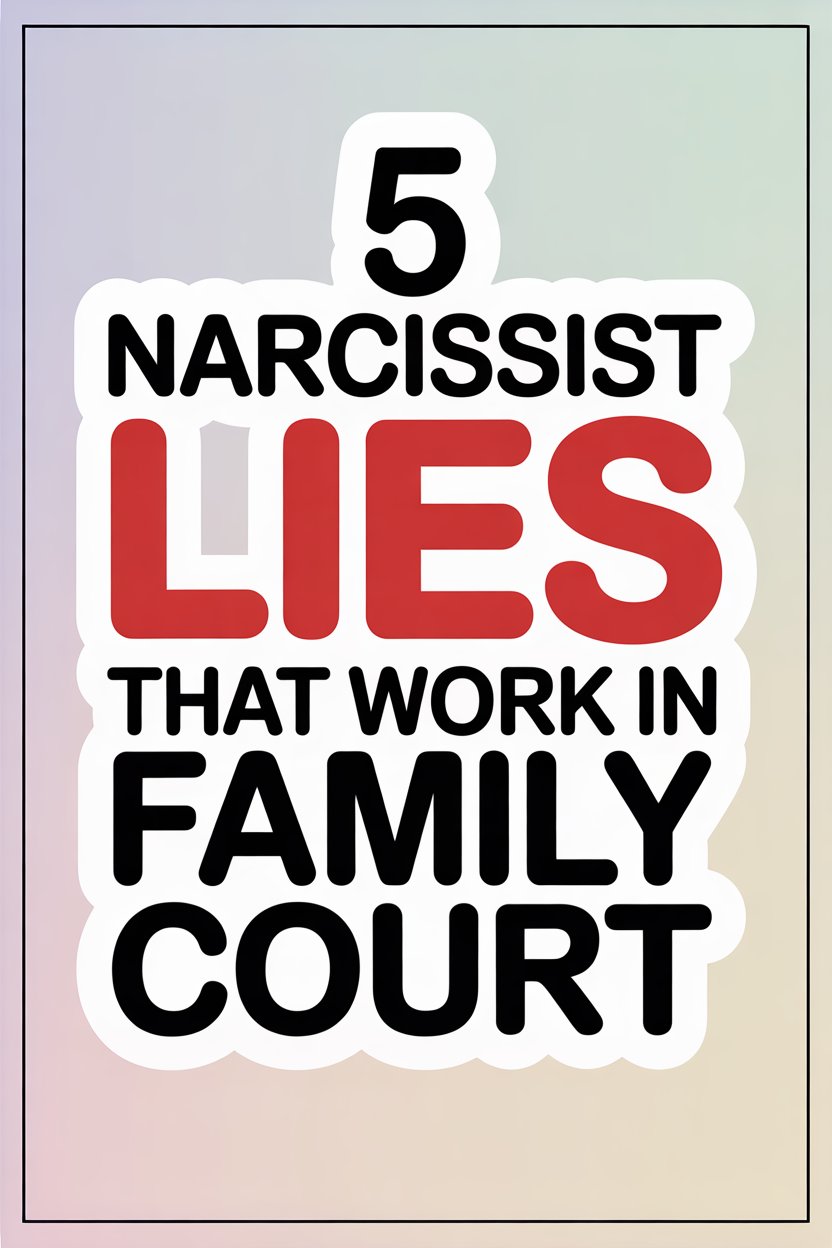 Narcissist family court lies and manipulations highlighted in bold red and black text.
