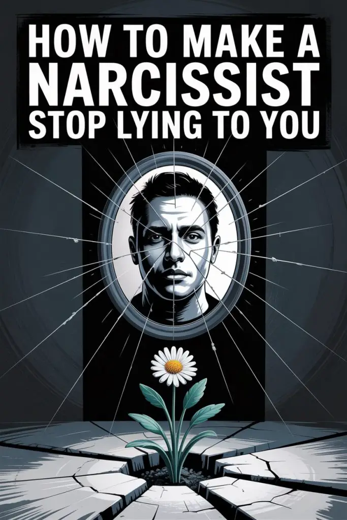 How to Stop a Narcissist from Lying Using Hope and Resilience Symbolized by a Broken Mirror and Flower.