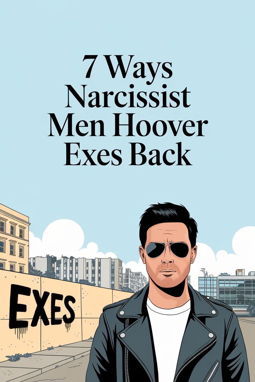 Animated man in black leather jacket reflects on narcissist exes and hoover tactics in urban graffiti scene.