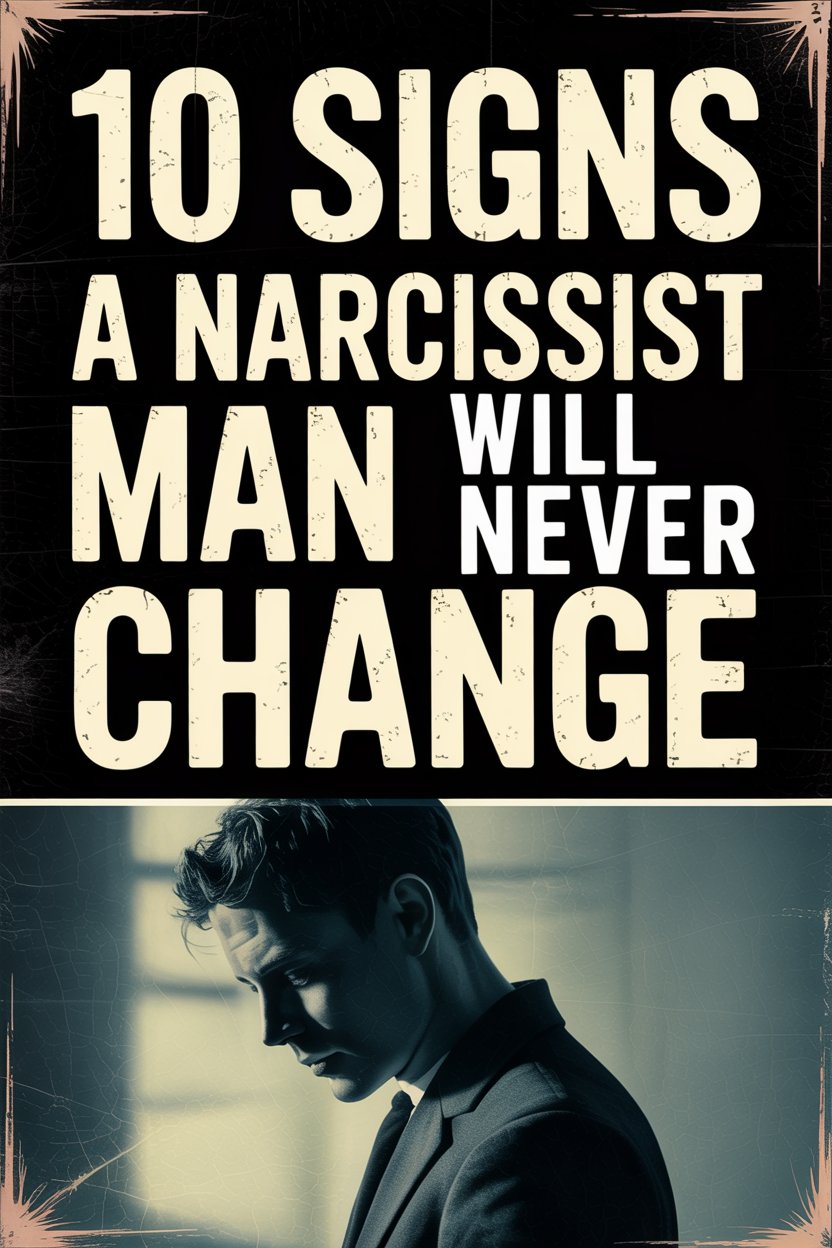 Signs a narcissist man won’t change; serious traits and emotional struggle depicted in this image.