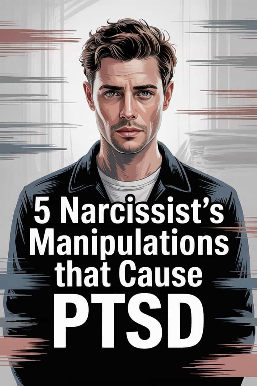 Young man with intense expression highlighting narcissist manipulation tactics causing PTSD.