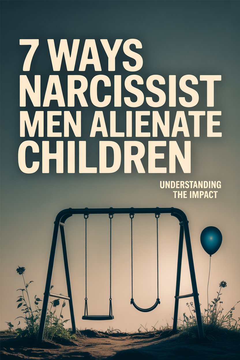 Depiction of childhood neglect by narcissist men with a deserted swing set and floating balloon.