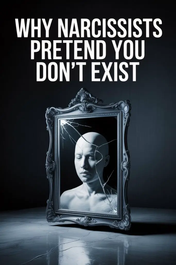 Broken mirror reflecting a faceless person symbolizes narcissistic emotional trauma and fractured identity.