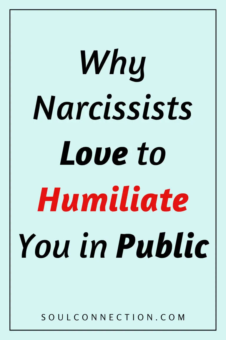 Quote about narcissists loving public humiliation and self-promotion on SoulConnection.com.