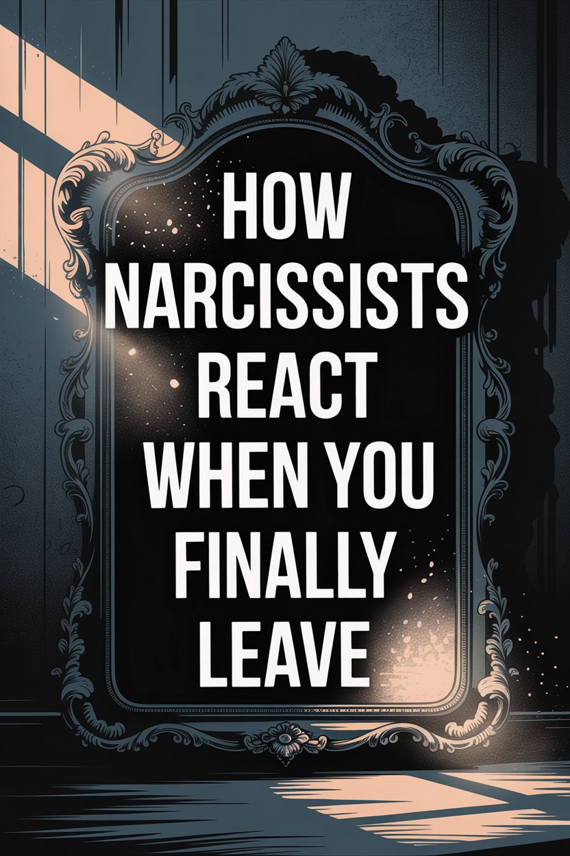 Narcissist reactions when you leave: intense emotional responses behind vintage ornate mirror frame.