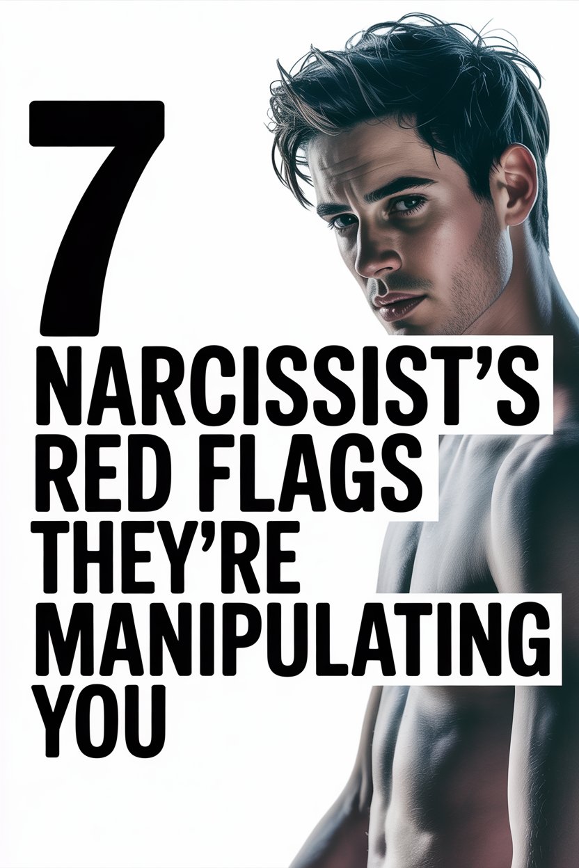 Young man with intense expression warns about narcissist red flags and manipulation signs.