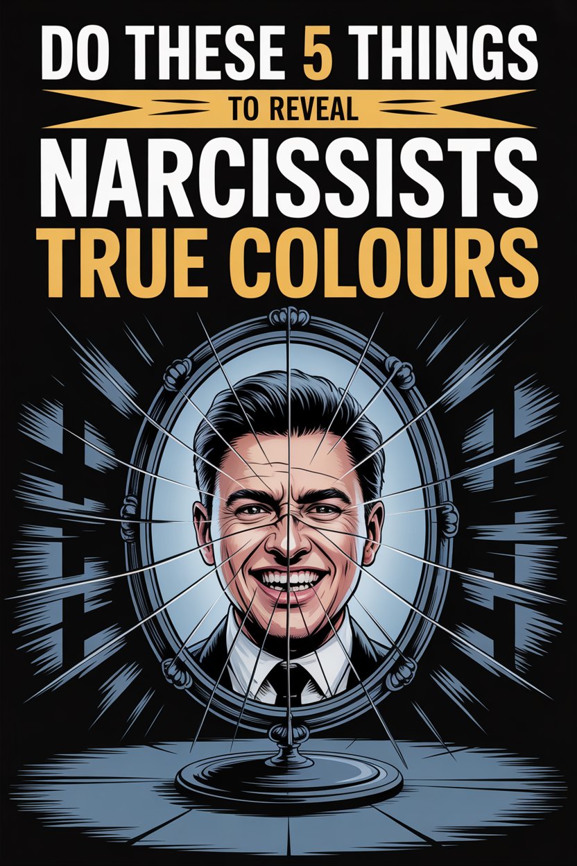 Discover 5 ways to identify narcissists and reveal their true colors with this bold mirror poster.