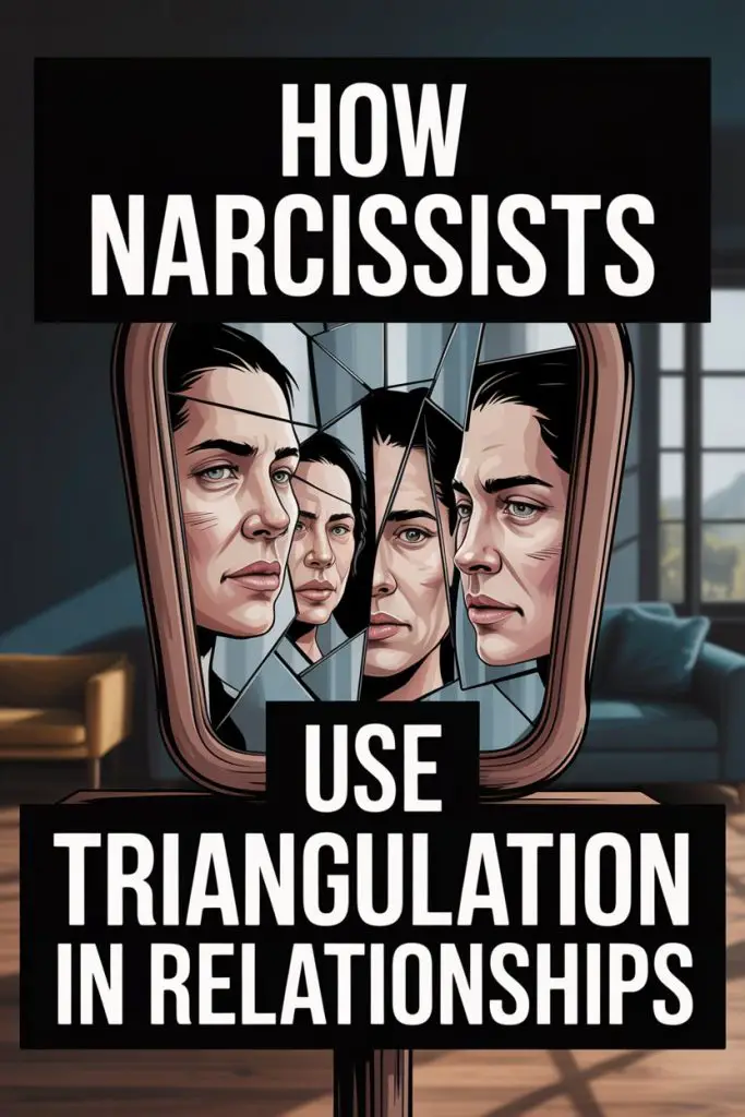 Understanding narcissist triangulation and manipulation through a shattered mirror reflection.