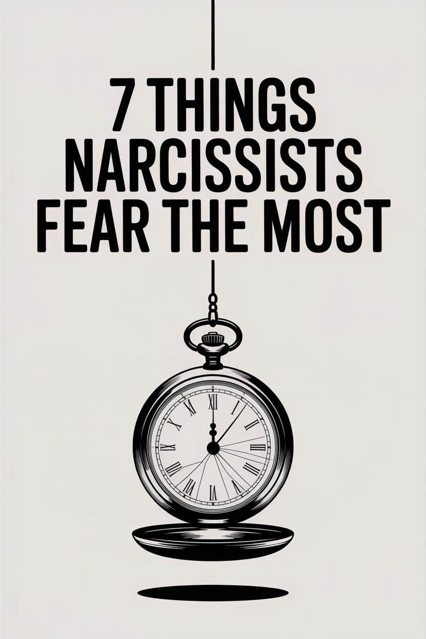 Narcissists fears of time and control illustrated by vintage pocket watch with Roman numerals.