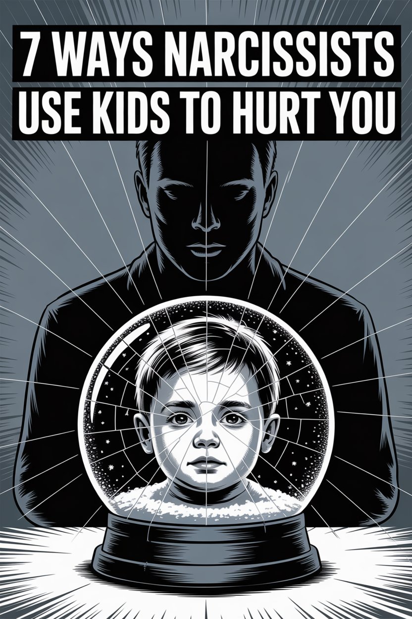 Illustration of narcissists using children to emotionally manipulate and hurt you.