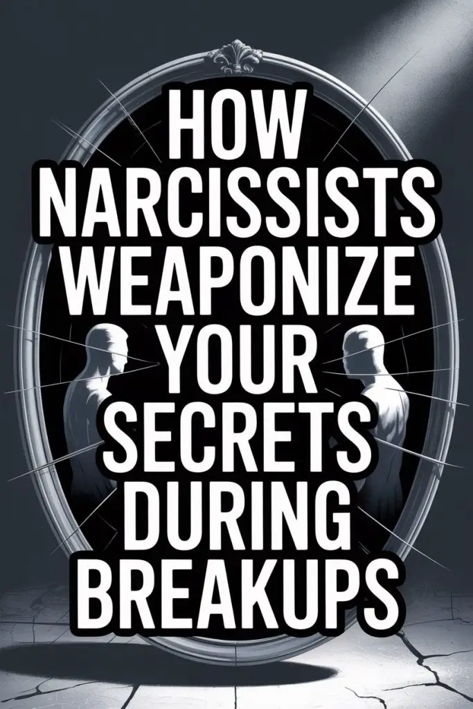 Narcissists manipulate secrets and breakups, breaking mirrors and damaging emotional trust in toxic relationships.