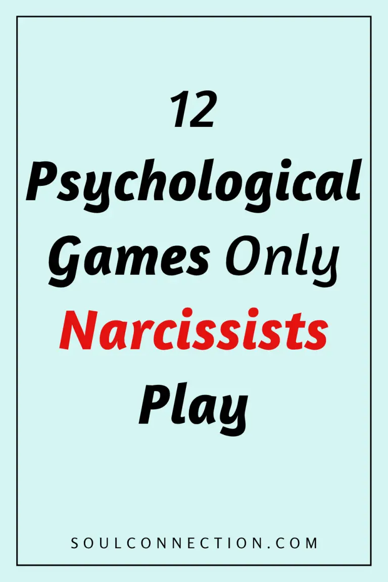Psychological games narcissists play with mind manipulation tactics infographic from Soul Connection.