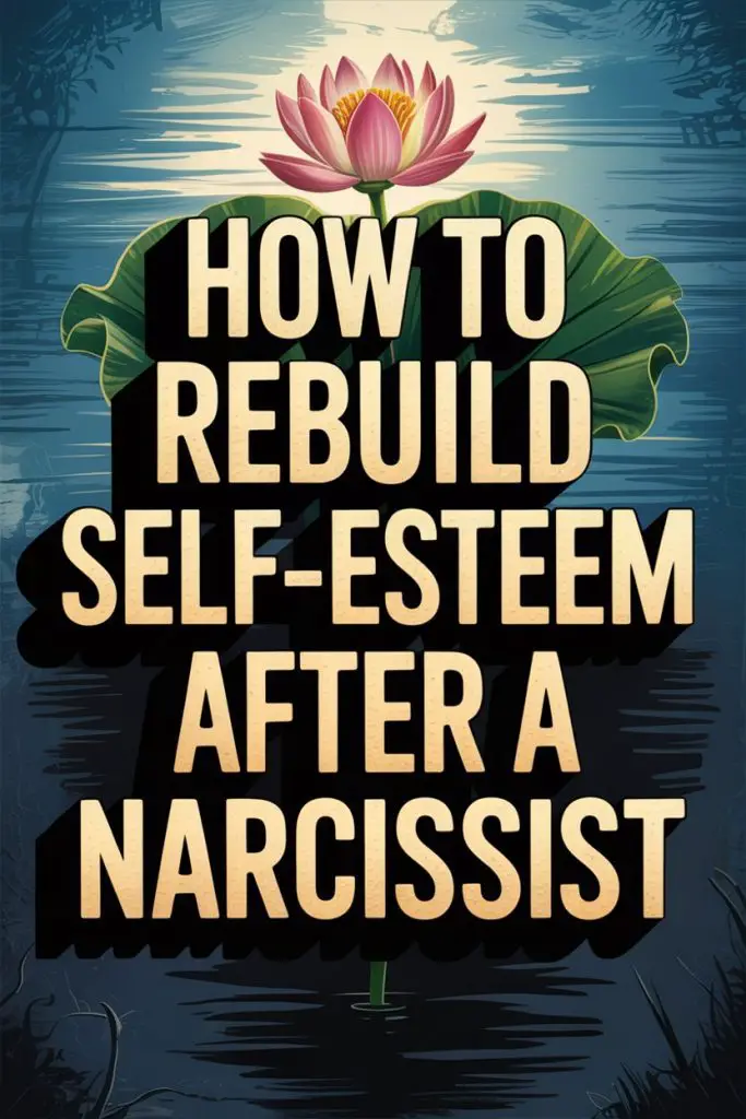 Rebuild self-esteem after narcissist with healing tips, symbolized by lotus flower on peaceful water.
