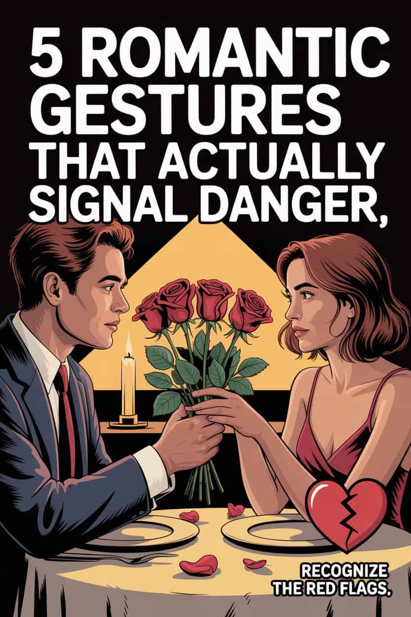 Romantic gesture with hidden danger: a seemingly sweet moment that masks underlying motives.