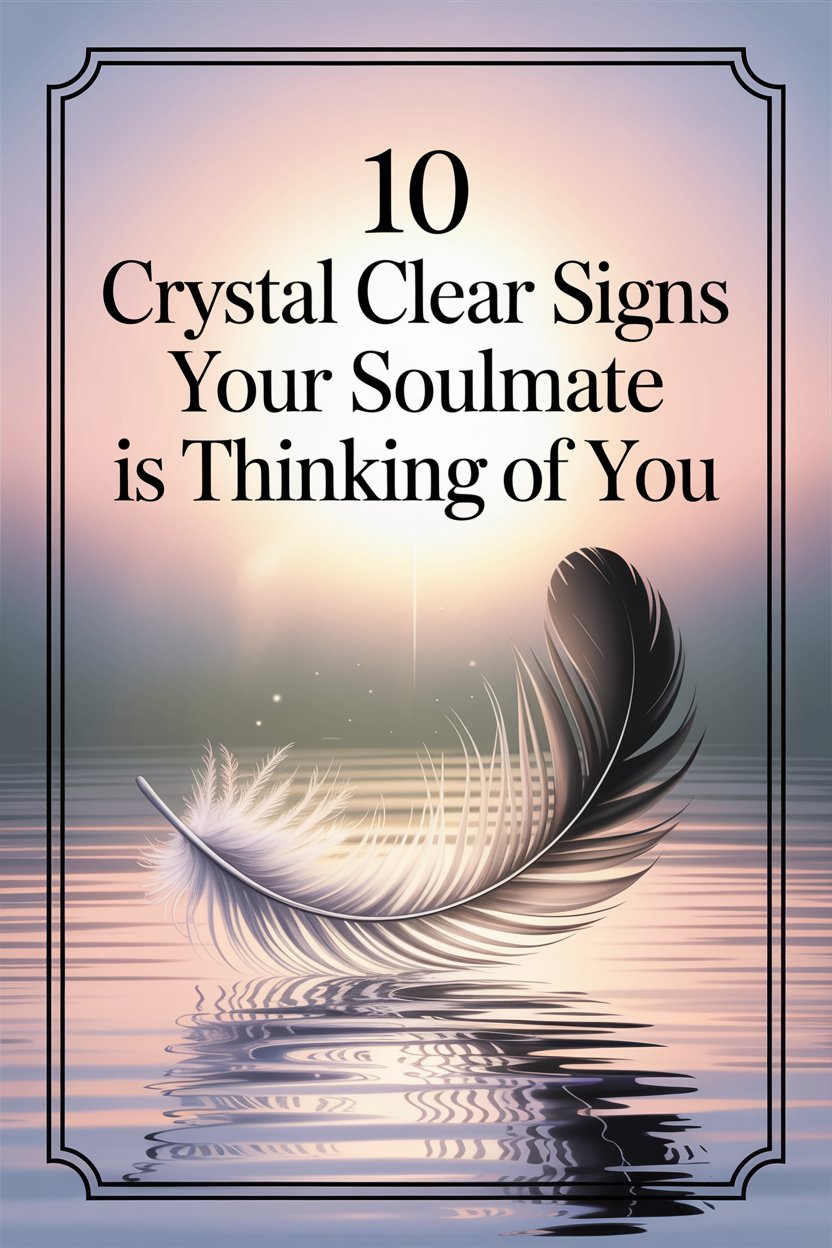 Serene water scene with a feather, symbolizing spiritual connection and signs your soulmate is thinking of you.