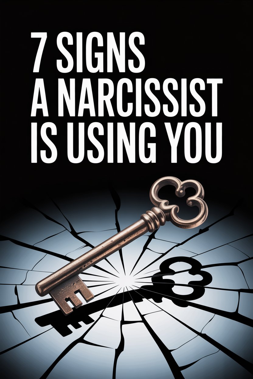 Signs a narcissist is manipulating you with an antique key and cracked mirror symbolism.