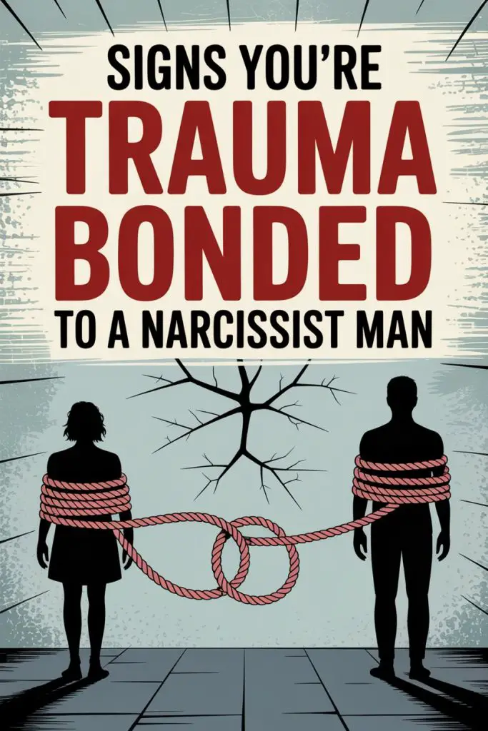 Signs of trauma bonding with a narcissist man and emotional manipulation in toxic relationships.